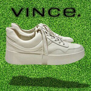 VINCE Warren Court Leather Sneaker Cream Milk. Small Platform MSRP $250